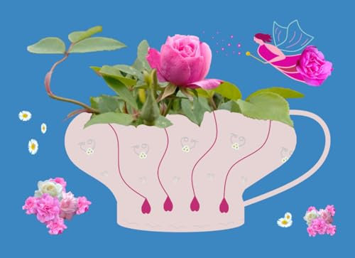 Guest Book: Floral fairy decorates floral teacup