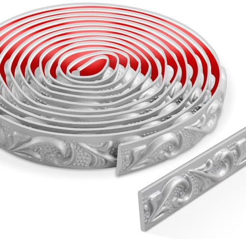 3 Metri Stacca e Incolla modanatura adesiva, 3D Rifiniture da Parete, Adesivo Cornice Specchio per Cornici di Specchi, Telai di Porte, Soffitti, Decorazioni per La Casa(Argento)