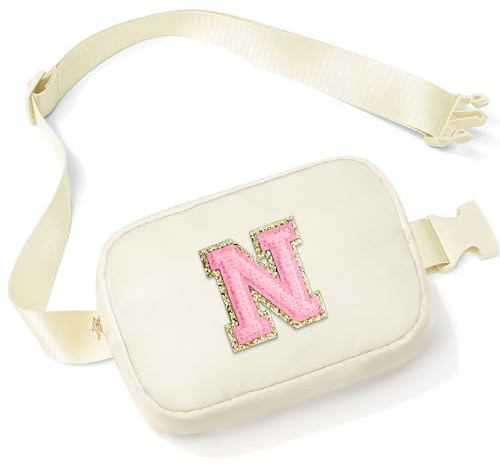 Parima Hüfttaschen Mädchen Geschenke 7 Jahre - Bauchtasche Buchstaben N Bauchtasche Beige Gürteltasche Geschenke Frauen Weihnachten für Frauen Geburtstagsgeschenk für Mädchen