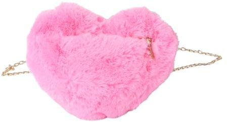 GALPADA 2stücke Stylische Herzform Umhängetasche Für Damen Plüsch Chain Crossbody Bag Rosa Für Partys Shopping Und Freizeit Tragbare Schultertasche Für Modebewusste Frauen
