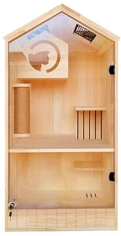 Cat Enclosures,Large Cat House with Skylight & Jumping Platform Cat Villa Cage Castle Fence for Home and Pet Store (Small)