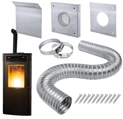 Pelletofen-Entlüftungsrohr, Kaltluft-Set für den Außenbereich – rostbeständiges Kamin- und Ofenzubehör, robustes Lufteinlass-Set, Schornstein-Werkzeug-Sets
