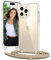 Vaykwo Handykette mit Band für Apple iPhone 15 Pro Hülle - Necklace Handyhülle - Transparente Case zum Umhängen mit Kameraschutz und Bildschirmschutz - Golden