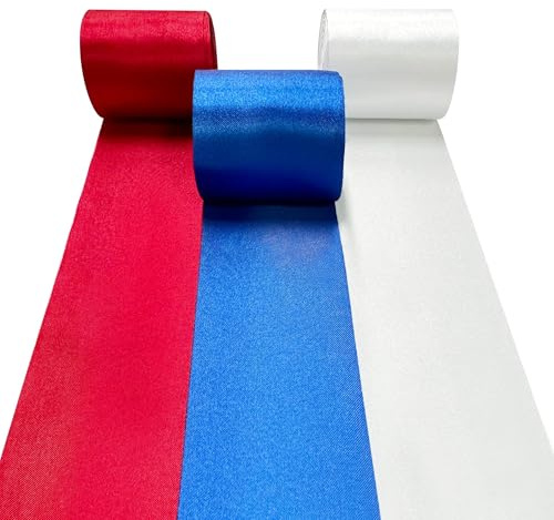 60m Blau Rot Weiß 50mm Breit Satinband für DIY-Bastelarbeiten Geschenke Verpackungen Party-Hintergrund Amerikanischer Unabhängigkeitstag Patriotische Veteranen Abschlussfeier Hochzeits