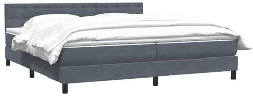 vidaXL Boxspringbett mit Matratze Dunkelgrau 200x220 cm Samt, Bett, Bett mit Stauraum, Möbel Schlafzimmer, Betten, Bett mit Bettkasten