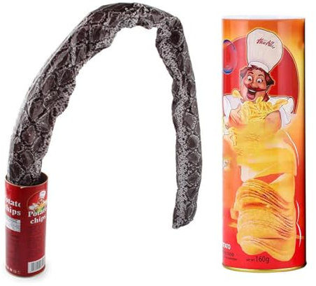 Toy Kartoffelchip,Scherzartikel Kartoffelchip,Narrentag Scary Snake Streich Spielzeug,Snake Trick Toy Kartoffelchip-Dose,Kartoffelchips Schlange,Für Geschenk Geburtstags Aprilscherz Spielzeug,22*7.5CM