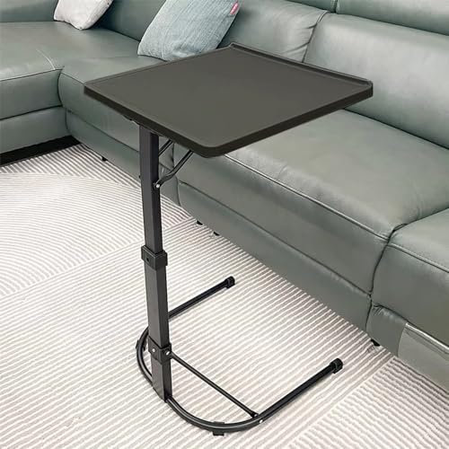 HUOLE Mesa Auxiliar Plegable portátil Mesa Plegable para Ordenador portátil, Mesa de Altura Ajustable para Dormitorio, Sala de Estar, Cama – Plegable – Altura regulable-43 * 43 * 69cm (Negro)