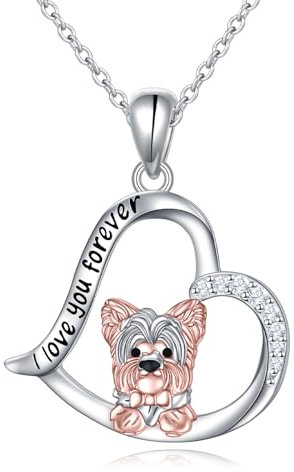 HOOHWE Yorkshire Terrier Necklace 925 Sterling Silver Dog Pendant for Dog Lovers