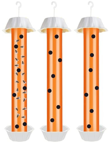 3er Set Groß Fliegenfalle für Innen und Außen, Fliegenfänger Mückenfalle mit Klebestreifen Abwehr Gegen Mücken Fruchtfliegenfalle - Stellen & Aufhängen