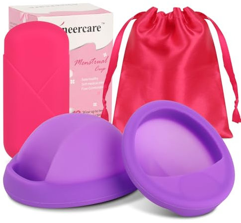 FENYW Menstruationsscheibe, 2 Periodenscheiben (S+L), Menstrual Disc, Weiche Menstruationstasse Wiederverwendbare aus medizinischem Silikon, Menstruationsscheiben Alternative Soft Tampons(Lila)