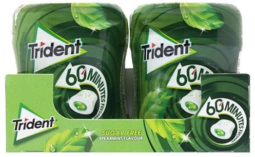 Funtastyc | Chicles Trident 60 Minutos | Chicles Sin Azúcar | Sabores Menta y Hierbabuena (6 Botes, Hierbabuena)