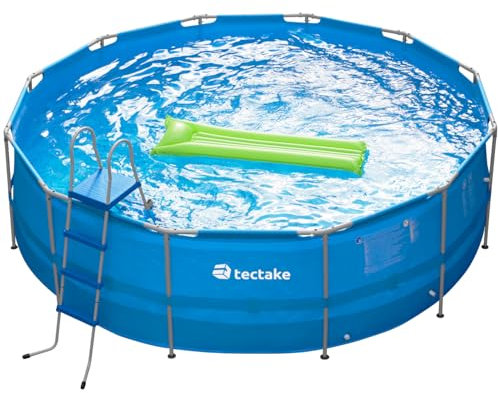 tectake® Piscina Redonda Desmontable, Estructura Acero, Piscina con Depuradora, Resistente al Exterior, Piscina Grande Incluye Depuradora y Lona, Fácil Montaje, Ideal para Jardín, 450cm - Azul