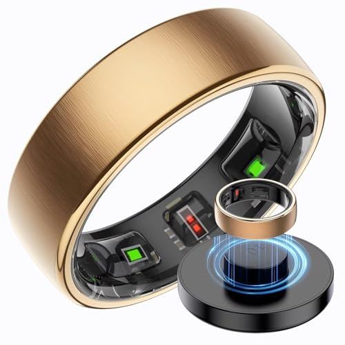 Smart Ring Edelstahl Smartringe für Herren Damen 5 ATM Wasserdicht Fitness Ring Tracker Android iOS Fitnessring Schlaftracker Pulsmesser Schlafring Fitnesstracker Schrittzähler Gesundheitsring