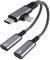 USBC Kopfhörer Adapter und Laden - USB C Splitter 1 zu 2, USB C Y Kabel Kopfhörer Adapter und 60W Laden mit Telefonie-Funktion, Typ C & Lightning Stecker auf Doppel Typ C Buchsen Verteiler für iPhone