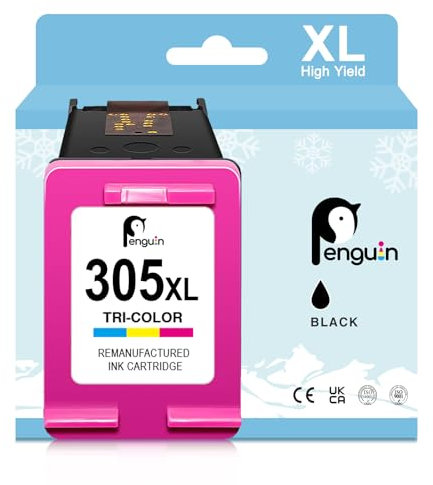 Penguin Ersatz-Tintenpatrone für HP 305XL 305 XL (1 Farbe) für Wiederaufbereitete Druckerpatronen zur Verwendung mit Envy 6000e 6010e 6022e 6030e 6032e für Envy Pro 6400 6420 6422 6430 6432