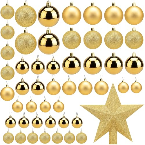 Christmas Tree Baubles 50Pcs Gold – Shatterproof Xmas Ornaments Balls Set for Christmas Decorations & Christmas Tree Decor