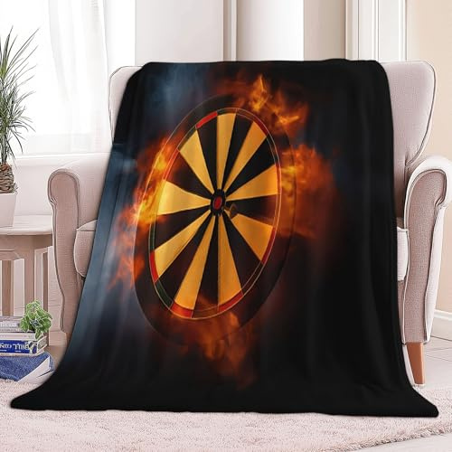Flauschig Fleecedecke Sport Darts Einfach - Decke Couch als Wohn- Kuscheldecke - Flauschdecke - Wohndecke Kuscheldecke für Boys Girls, 100 x 130 cm Schwarz