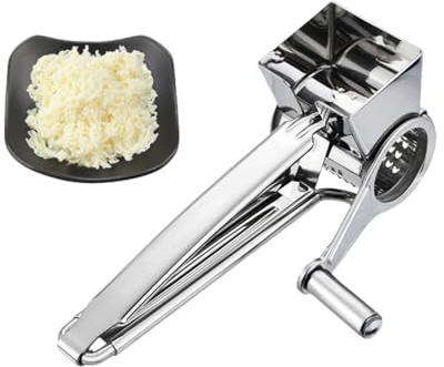 Taoke 304 Stainless Steel Cheese Grater, Manual Rotary Cheese Grinder, Hand-Crank Cheese Shredder for Parmesan, Cheddar, Chocolate, Nuts or Vegetables, Grinder for Kitchen Cooking & Baking