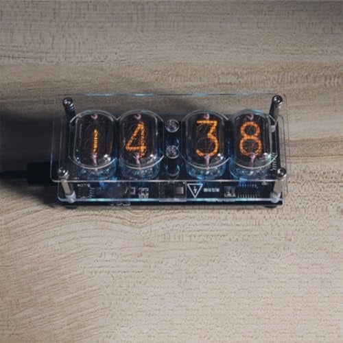 IN-12 Nixie Röhrenuhr mit 225 Farb-LED-Display für und Datum, digitale Neonröhre, Schreibtischuhr mit Fernbedienung, Abschalt-Speicher, vergiftungsfrei (mit Röhren)