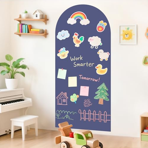 FUHSY Arch Magnetischer Wandaufkleber, 100 x 45 cm, magnetischer Kreidetafel-Aufkleber, magnetische Kreidetafel für die Wand, abziehen und aufkleben, selbstklebende Tafel, multifunktional