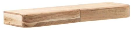 Wohnling Wandregal 80x20x8 cm Akazie Massivholz mit 2 Schubladen