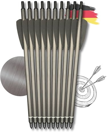 S&K - 10x Carbon Übungspfeile 7,5 mit Alunocken, 7,5 für Cobra Adder, R9, RX, R10 – Made in Germany – Hochpräzise Armbrustbolzen mit Field-Tip & Aluminium-Nocke – 14g