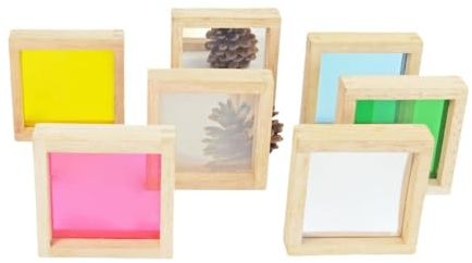 Pegciuho 7 Teiliges Regenbogen Acryl Bausteinset für Leuchttische, Geometrisches Sinneserlebnis für Kinder, Pädagogisches Stapelspiel, Geeignet für, 1.4 cm