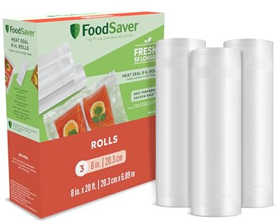 FoodSaver Rouleau de joint sous vide de 20,3 cm x 20 pi avec construction multicouche sans BPA pour la conservation des aliments, lot de 3