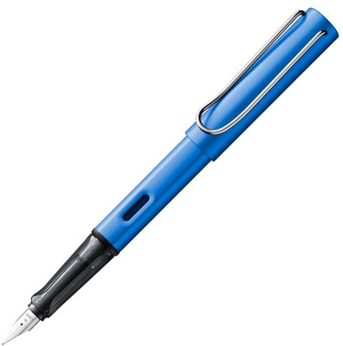 Lamy AL-star oceanblue Füller – Füllhalter mit ergonomischem Griff & polierter Stahlfeder in Strichbreite B – leichtes Aluminiumgehäuse – inkl. Tintenpatrone T 10 blau – Rechtshänder