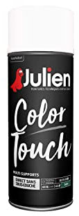 Julien Peinture Aérosol Intérieure et Extérieure Color Touch en Phase Aqueuse - Blanc Neige Satin - 400ml