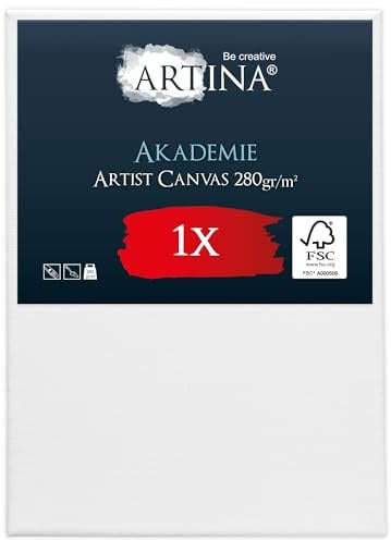 Artina Keilrahmen 100x140cm FSC® Leinwand bespannt zum Bemalen Acrylfarben | Canvas Leinwände Baumwolle grundiert Künstlerbedarf Acryl Ölfarbe Aquarell Malen Malleinwand Acrylmalerei Maltuch Akademie