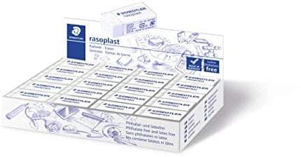 STAEDTLER 526 B40 Radierer rasoplast phtalat und latexfrei, 16 x 13 x 33 mm, Schachtel mit 40 Stück, weiß