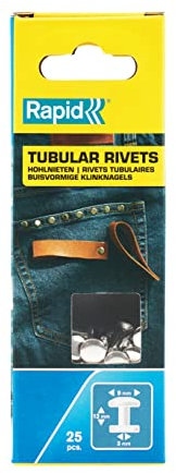 Rapid Hohlnieten für Leder, Nieten mit 9mm Kopf, silberfarbig, 25 Stk. (2-teilig)