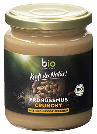biozentrale Erdnussmus Crunchy Bio | 1 x 250g Erdnussmus Crunchy mit Meersalz | Ideal als Bio Brotaufstrich vegan und Erdnussbutter ohne Palmöl