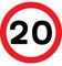 Caledonia Signs Panneau de limitation de vitesse « 20 » 67504N en aluminium, 400 x 400 mm