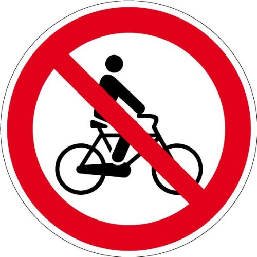 Verbotszeichen - Fahrrad fahren verboten - Aluminium Selbstklebend - Ø 30 cm