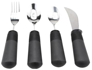 ATC Handels GmbH Big Grip Besteck-Set (4er) – Ergonomisches Besteck-Set zum einfachen Greifen – Biegsam & Spülmaschinenfest