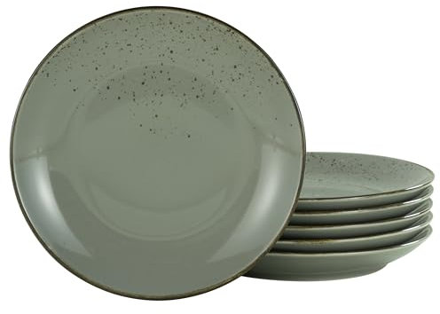 CreaTable 27 cm, Stone, 22045, Serie Nature Collection, 6-teiliges Geschirrset, Speiseteller aus Steinzeug, spülmaschinen-und mikrowellengeeignet, Qualitätsproduktion