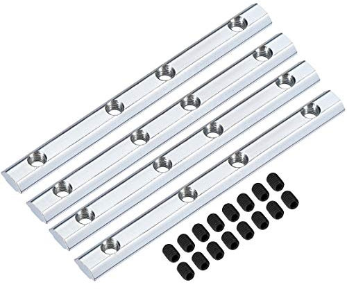 sourcing map Conector de Línea Recta - Soporte de Unión con Tornillos para Perfil de Extrusión de Aluminio Serie 2020-4 piezas