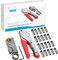 ESYNiC Set Pinze da Crimpare in Acciaio Carbonio Pinza Crimpatrice a Compressione con Spelafili Tagliafili per Cavo Coassiale Rotante con 20 Connettori F-Tipo RG6 RG59 per TV via Cavo - Rosso