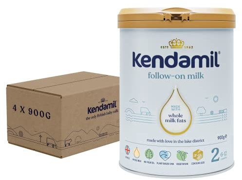 (4x900g) Kendamil Follow-On Milk 4-Pack, Stage 2, 6-12 Months – British Made, Whole Milk Formula – Vegetarian, No Palm Oil, No GMOs – with Omega 3 DHA, Omega 6 ARA and Prebiotics