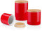 LOVECASA Vorratsdosen aus Porzellan, 3 Stück, mit Bambusdeckeln, Dichtungsring aus Silikon, Lebensmittelbehälter zum Servieren von Zucker, Tee, Kaffee, Snacks, 1200 ml, 800 ml, 400 ml, Rot