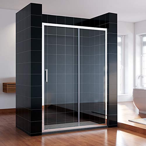 SONNI Schiebetür Dusche 160x185cm Klarglas Duschwand Duschtüren Glasschiebetür