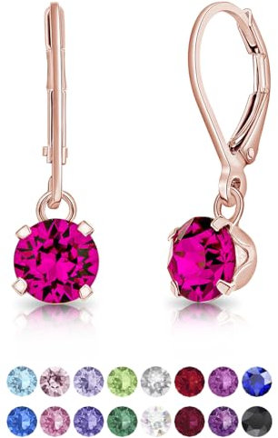 Orecchini Pendenti Oro Rosa 18K - Fucsia - Donna - Color Oro - Placcati - Argento 925
