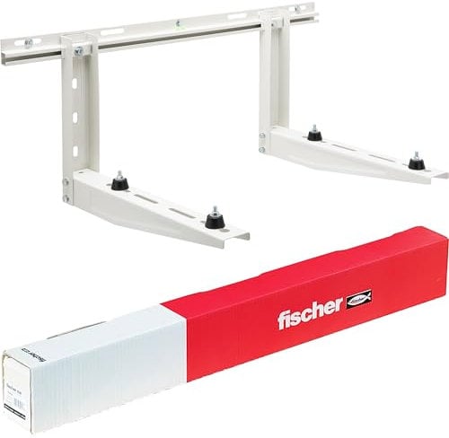 Fischer Halterungen für Klimaanlage Außeneinheit KLIMA HEAVY, Armlänge 560 mm, Ablagen aus verzinktem Stahl, inkl. Fischer SX-Befestigungssystem und vibrationsgeschützten Füßen