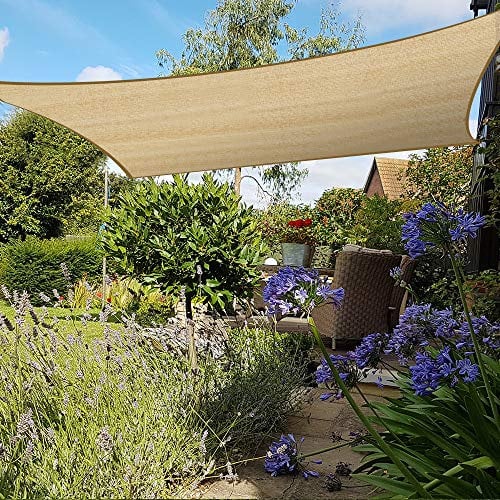 Green Bay Sun Shade Sail Square HDPE Breathable UV Block Sunscreen Awning Canopy Sand with Free Rope 3x3m