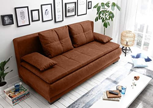 Froschkönig24 Sophie Schlafsofa 208x105 cm Cognac