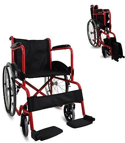 Mobiclinic®, Rollstuhl klappbare, Selbstfahrer, Faltbar, Alcazaba, Sitz 46 cm, Bordsteinüberwindungssystem, Gepolsterte armlehnen, Fußstützen, Anti-plattreifen, Bremsen an den rädern