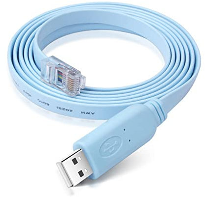 10Gtek Cisco Console Cable USB to RJ45 with FTDI Chip 6ft/1.8m for RS232 Routers/Switches, Support Windows, MAC, Linux