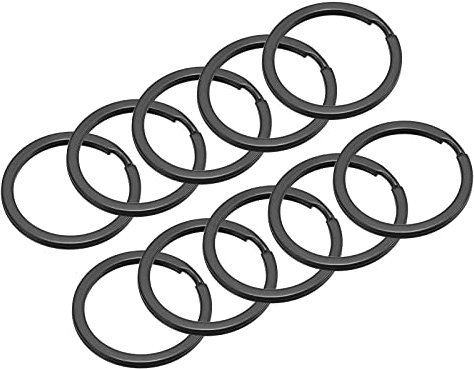 sourcing map Split Keychain Rings, 2.1x30mm Round Flat Key Holder for Keys Organization, Decoration, Carbon Steel, Black, 30Pcs